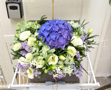 **FB16** Purple Hydrangea & White Eustoma Flower Box<br>紫色繡球花及白桔梗花花盒